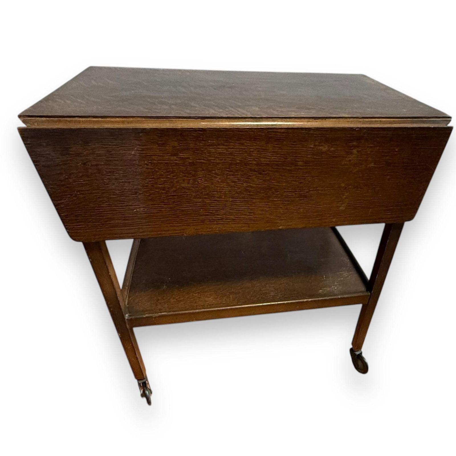Vintage Mid Century Oak Wheeled Tea Trolley / Hostess Trolley Dessert Trolley photo for sale