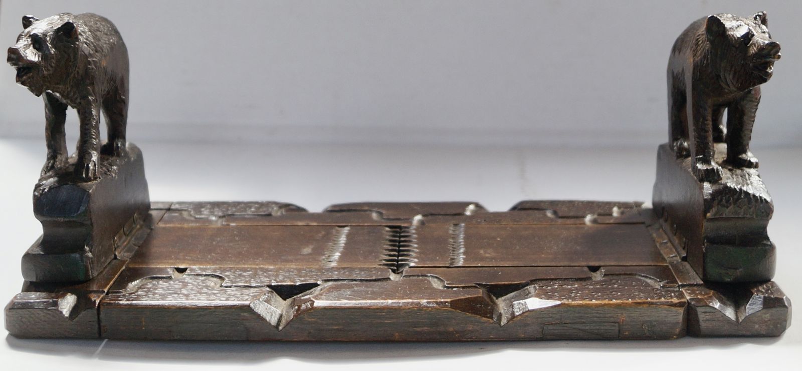 photo for sale Antique Hand Carved Black Forest Extending Book Rack