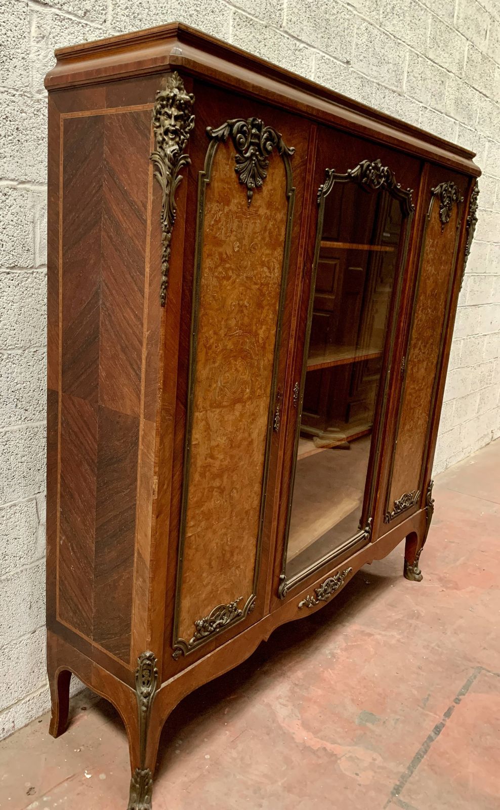 Louis XV Style Bookcase In Mahogany And Burr Walnut, 20th Century photo Furniture