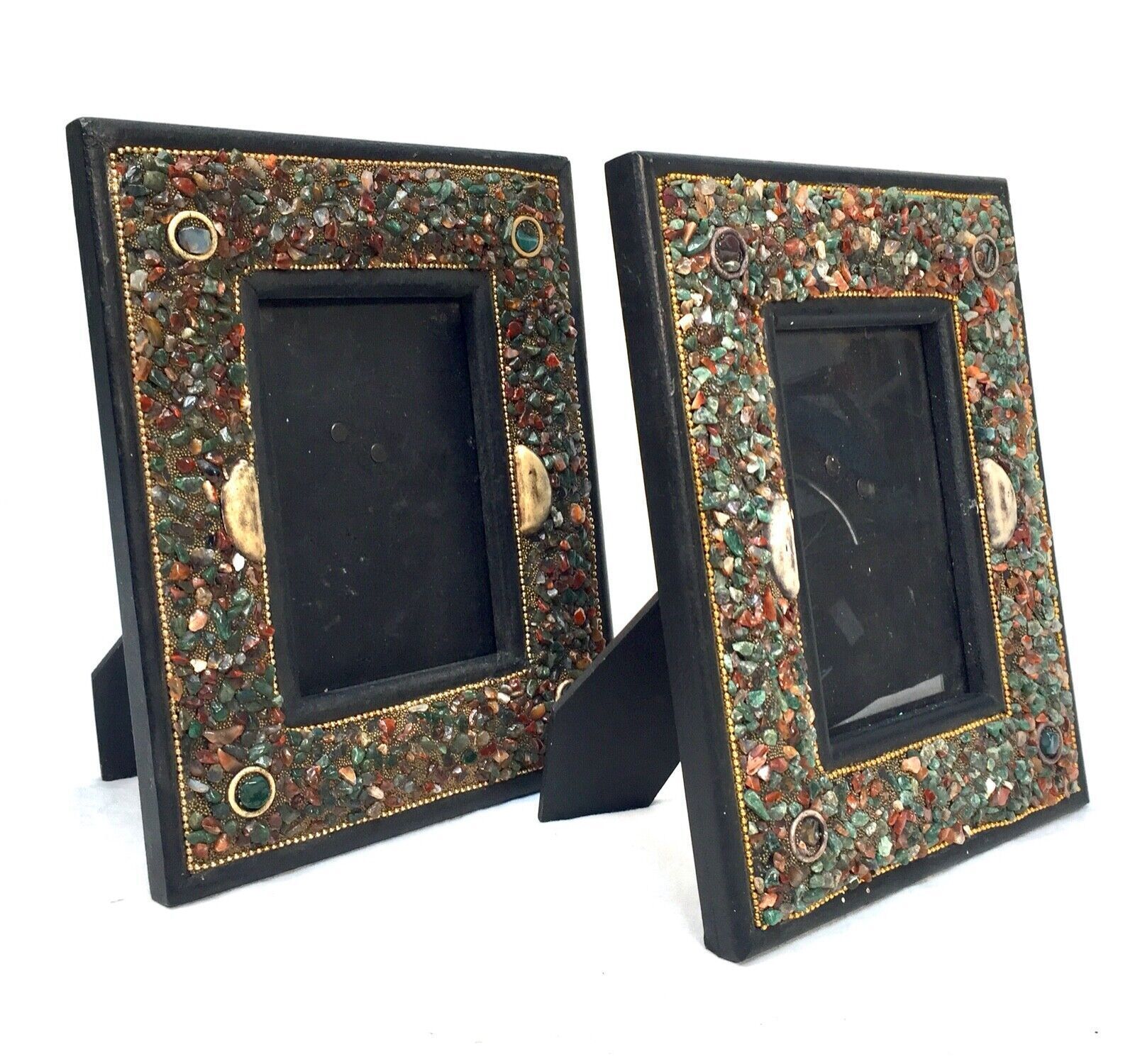 Vintage Pair Of Matching Photo Frames With Hard Stone / Crystal Surrounds photo vinterior