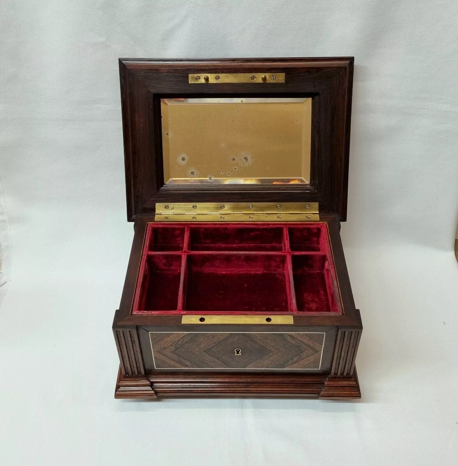 Home Decor A Beautiful Antique Rosewood Jewellery / Trinket Box Of Exceptional Quality In Lovely Original Condition With Key. photo