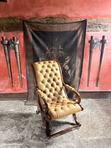 English Mustard Hide Chesterfield Gentleman's Club Reading Slipper Armchair photo furniture