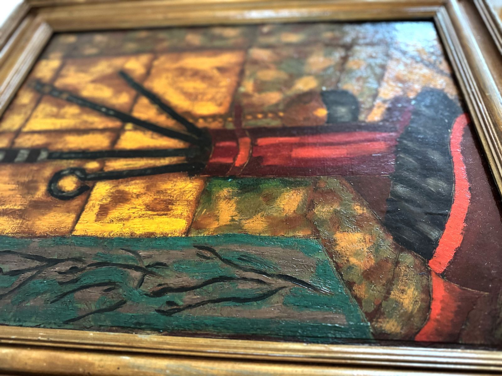 Vintage Mid Century Painting "Pokers" By British Artist Ken Stewart 1959 photo for sale
