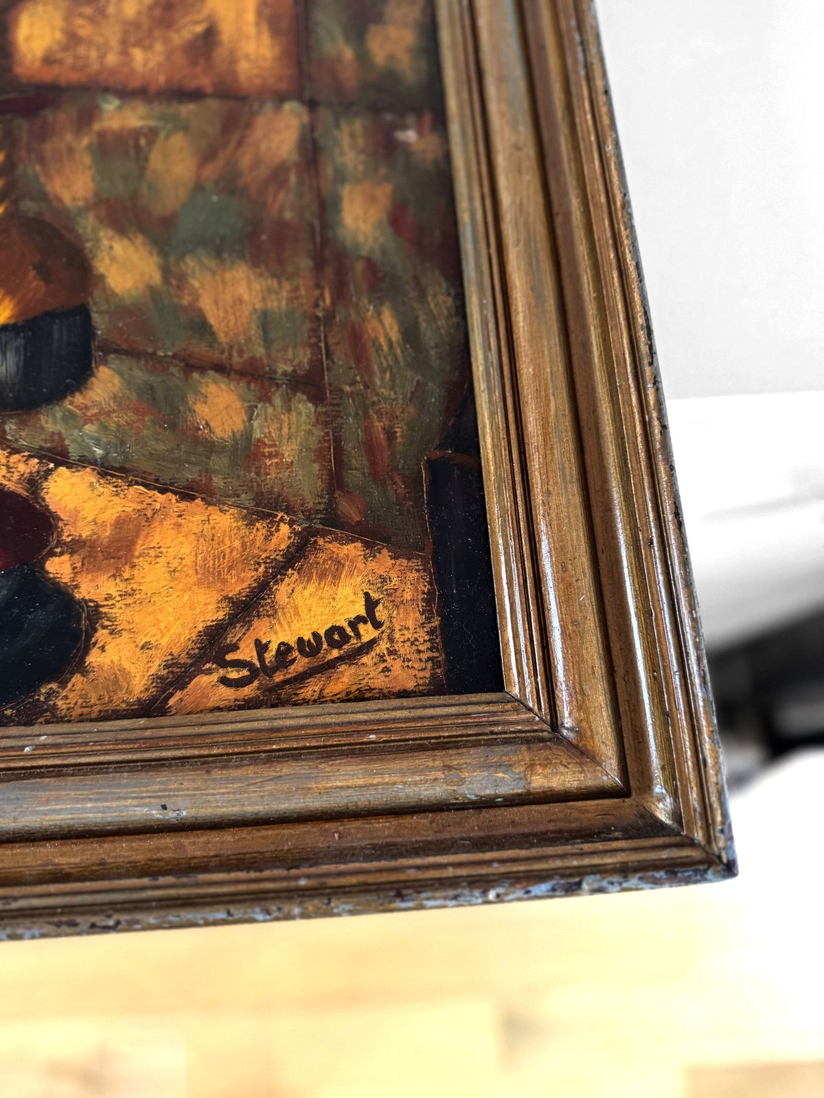 Vintage Mid Century Painting "Pokers" By British Artist Ken Stewart 1959 photo Art