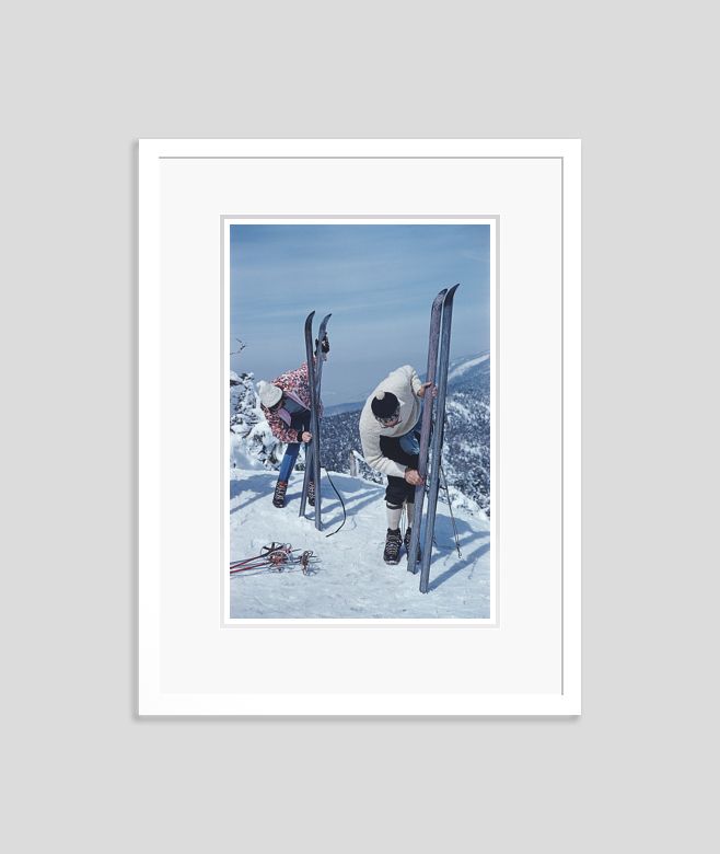Slim Aarons 'On The Slopes Of Sugarbush' Framed White photo furniture