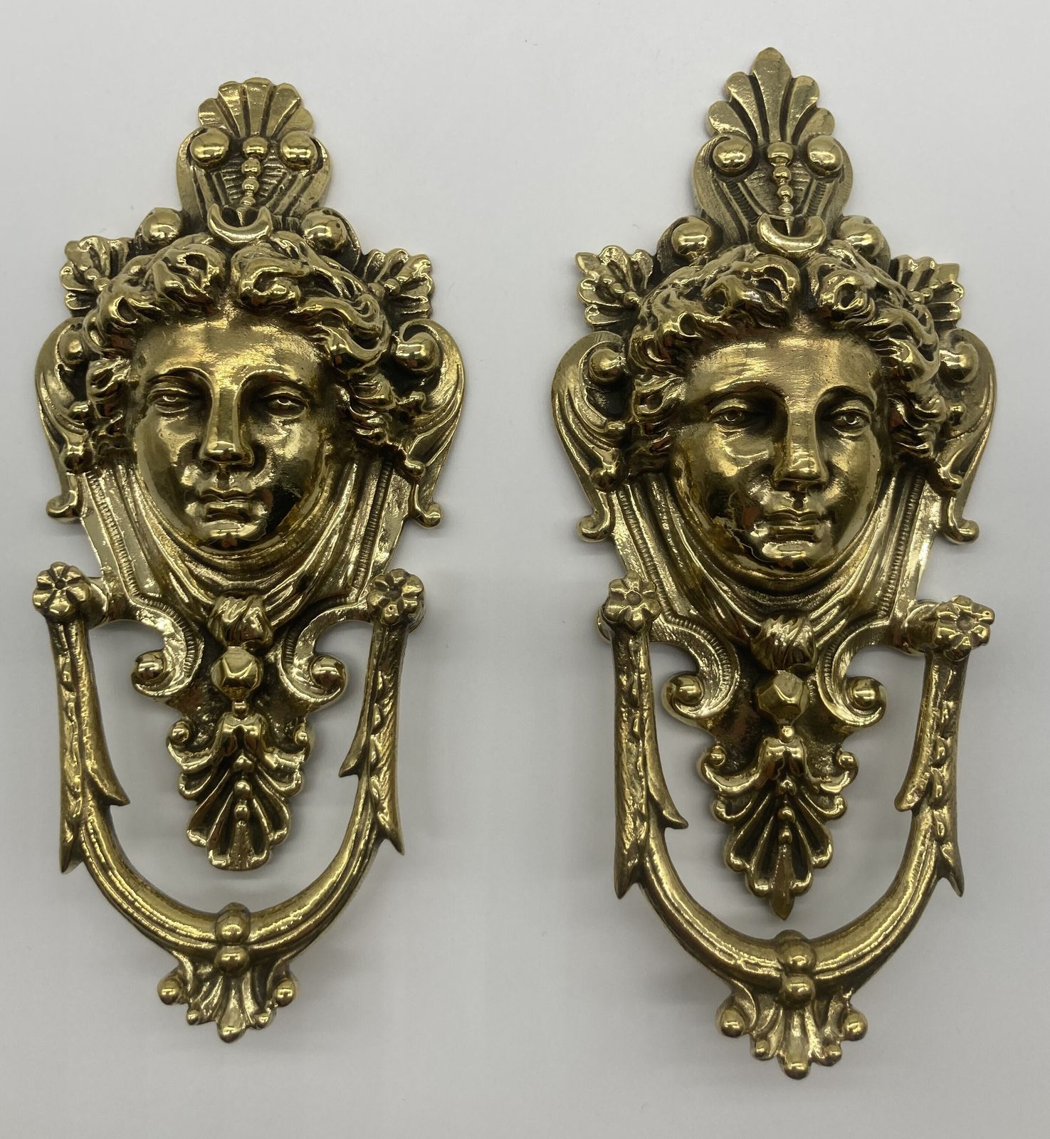 A Pair Of 19th Century Neo   Classical Style Brass Pulls photo for sale