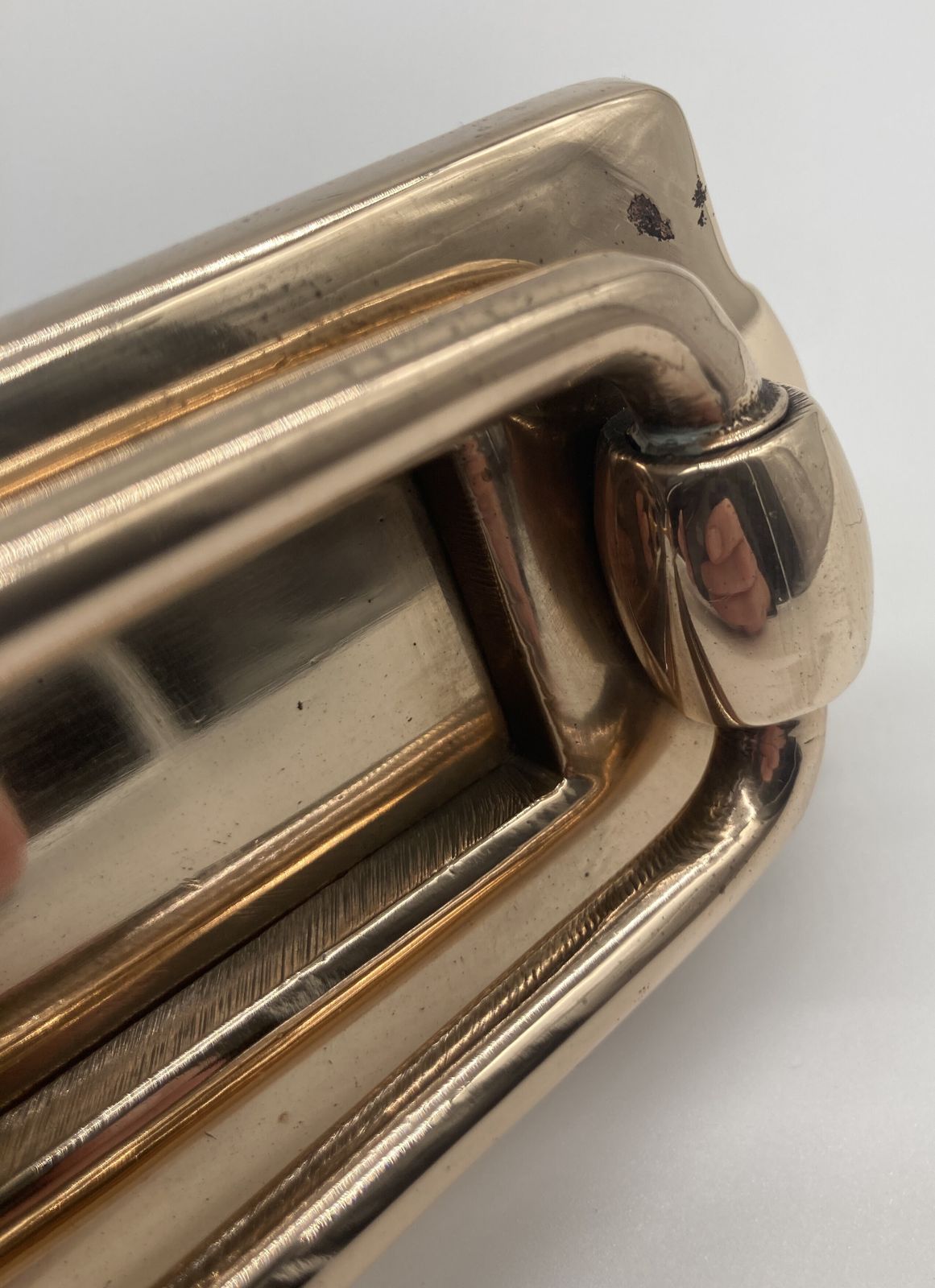 Edwardian Rose Brass Door Knocker Stamped James Collins photo for sale