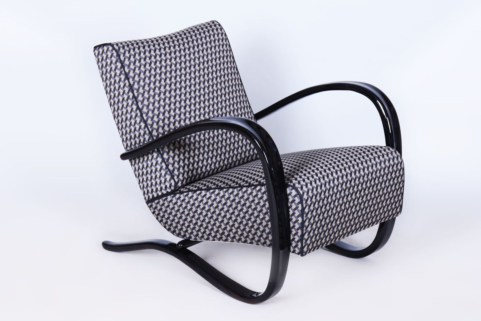 Restored Art Deco Armchair, By J. Halabala, Up Zavody, Beech, Czech, 1930s