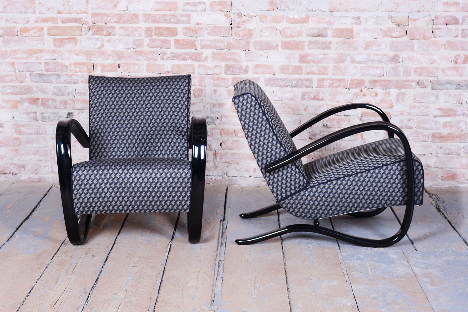 Pair Of Restored Art Deco Armchairs, By J. Halabala, Up Zavody, Czech, 1930s photo 6700.0
