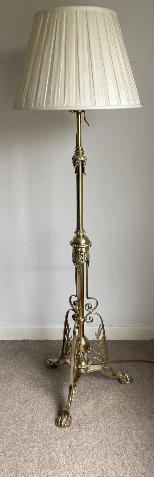 19th Century Brass Standard Lamp In The Manner Of Benson