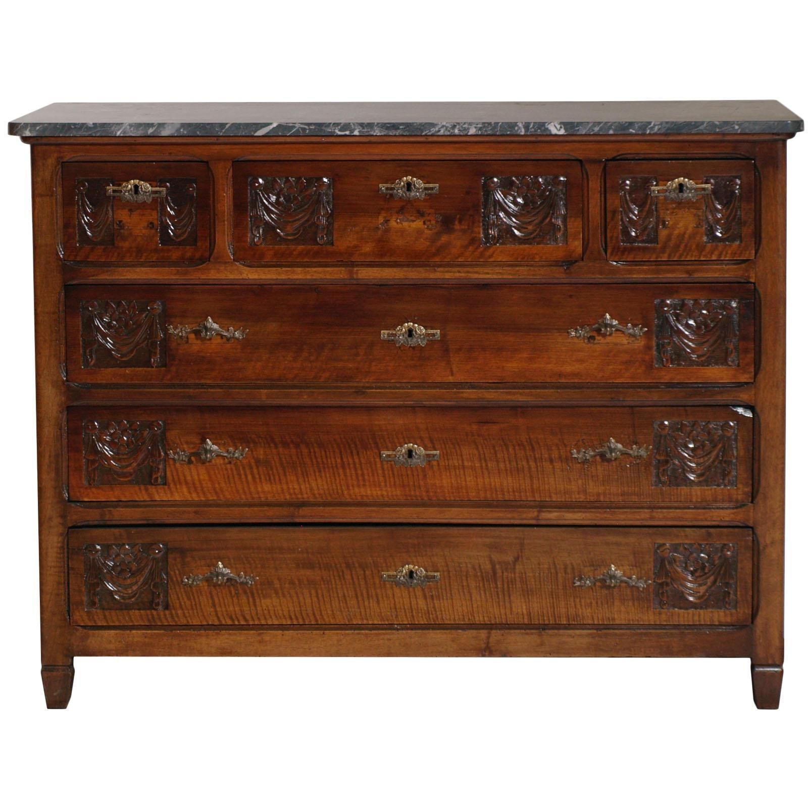 Art Nouveau Chest Of Drawers With Marble Top, Italy, Circa 1900, Beveled Mirror photo furniture