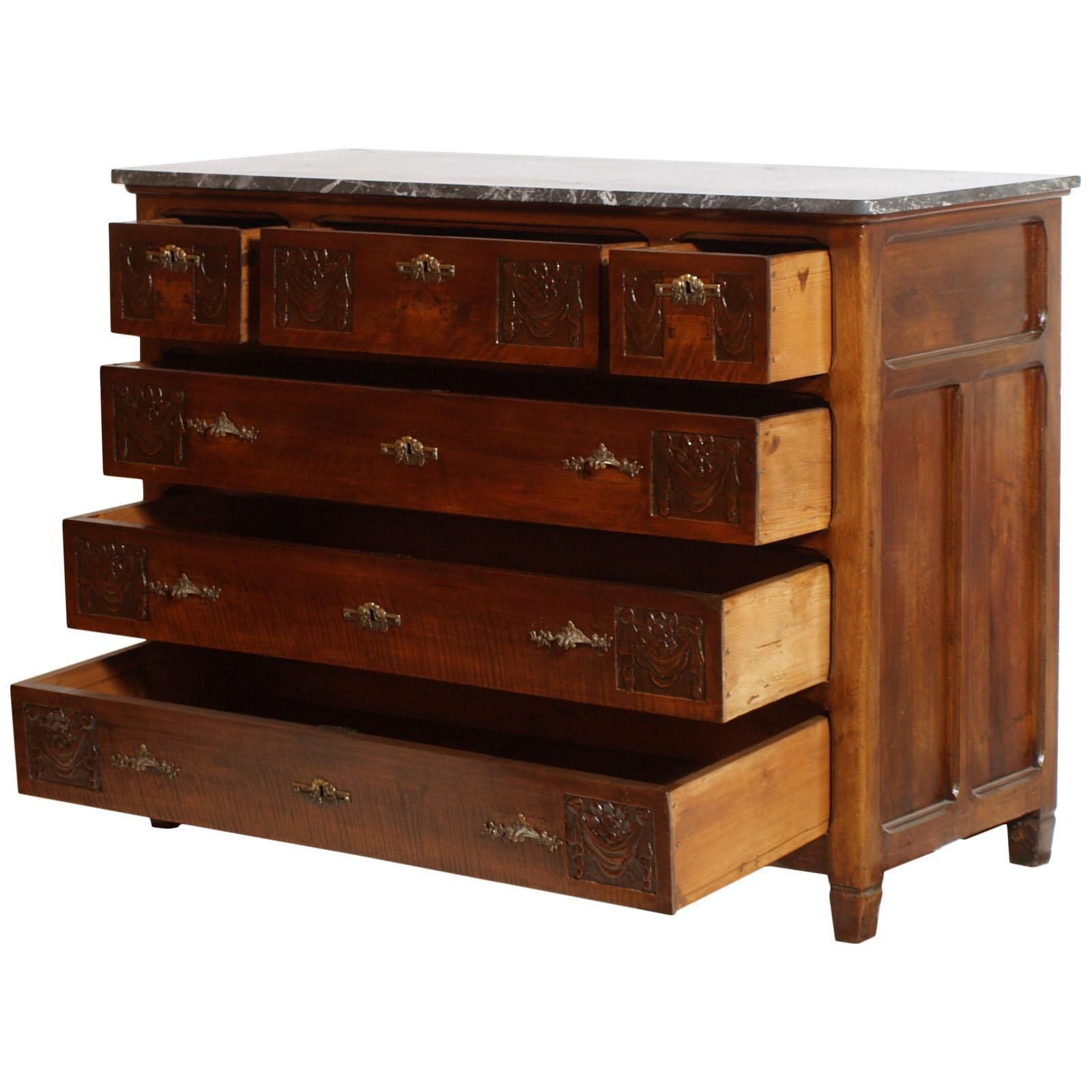 Art Nouveau Chest Of Drawers With Marble Top, Italy, Circa 1900, Beveled Mirror photo 8500.0