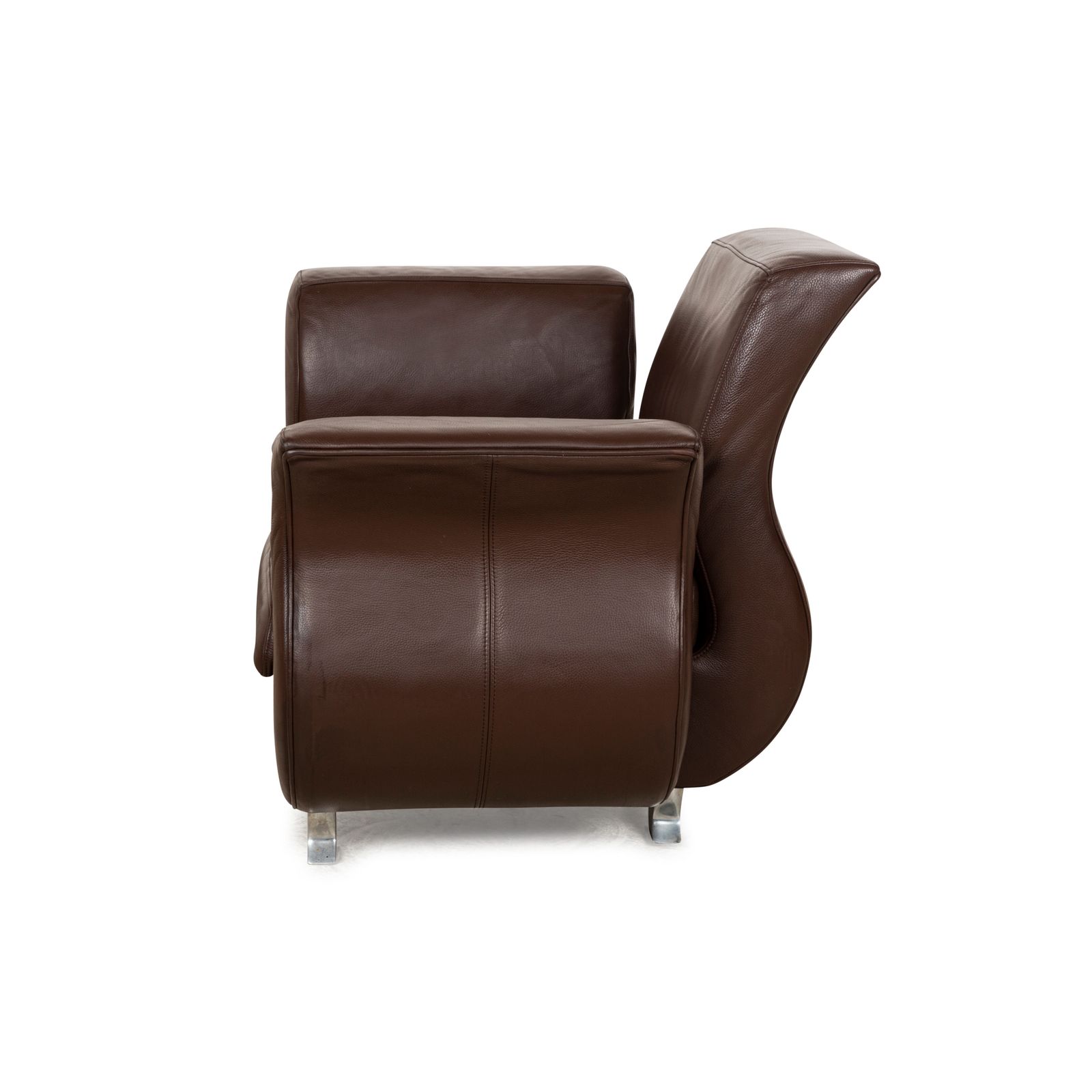 Mobilier Fauteuil Bretz Moon en cuir brun photo
