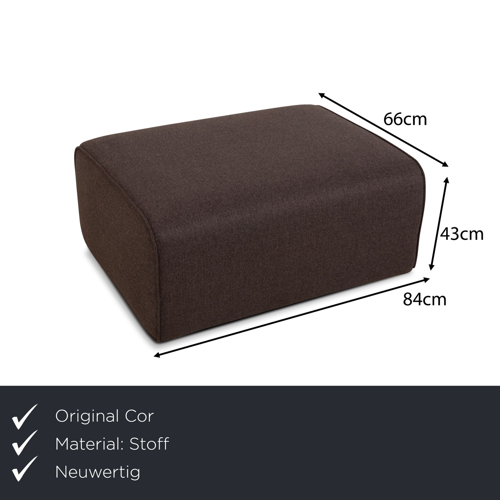 Tabouret Cor Kelp en tissu gris-brun, nouveau revêtement photo furniture