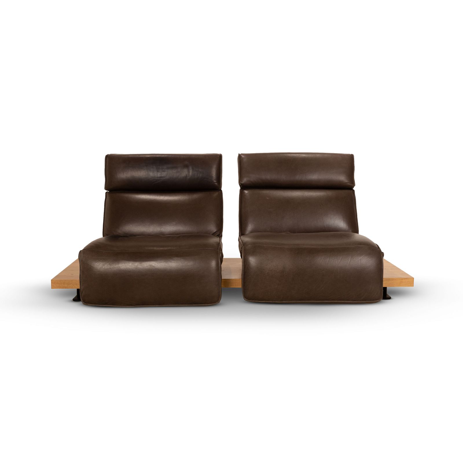 Koinor Free Motion Etino 2 Leren Tweezitsbank Bruin Handmatige Functie