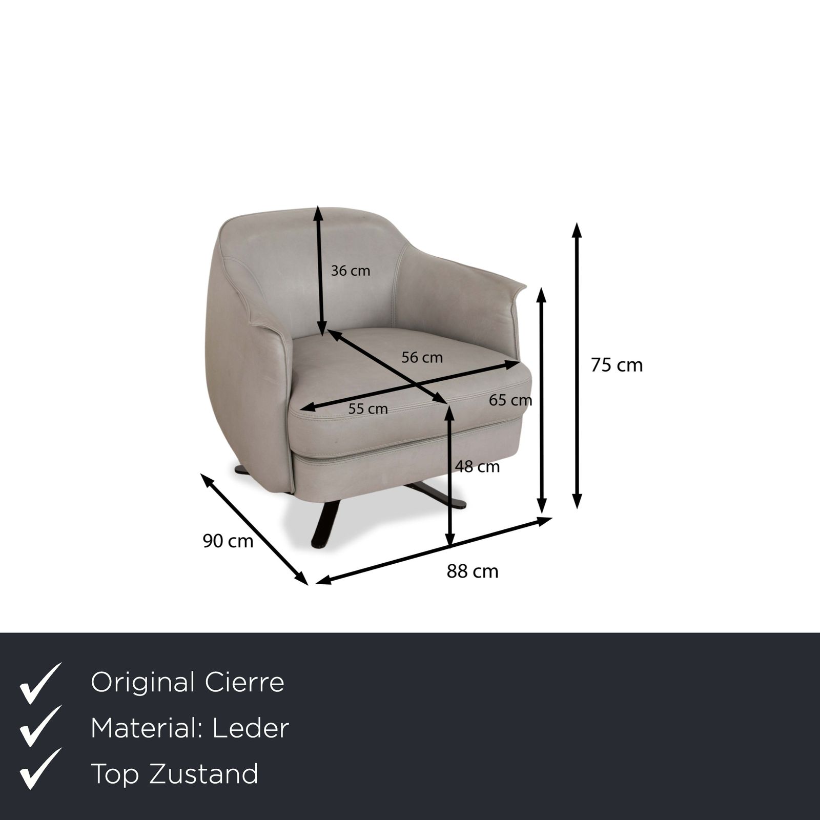 Ensemble de fauteuils Cierre Boheme en cuir, gris photo furniture