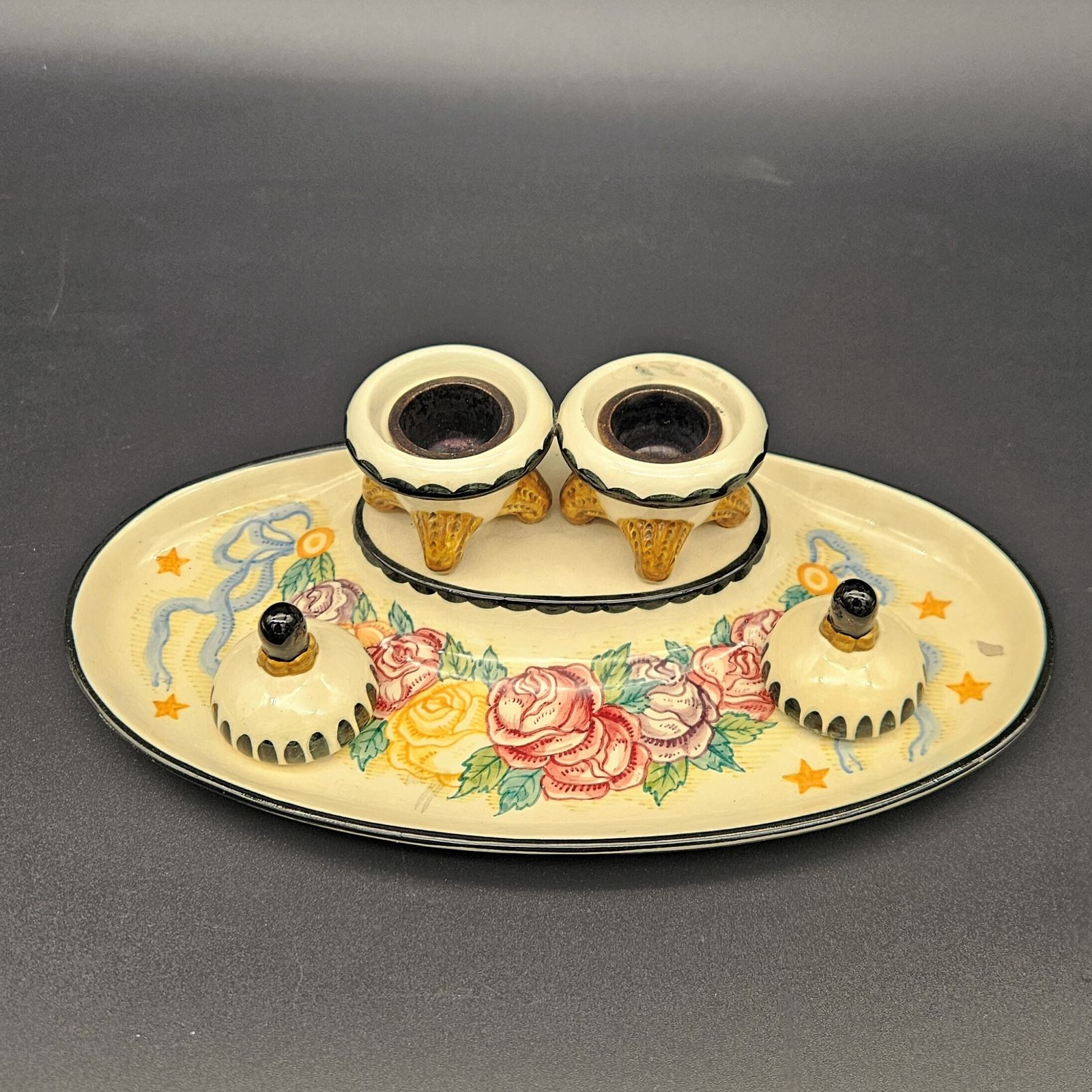 Ceramic Inkwell From The Karlsruhe Majolika By Kusche. 1916–1922 photo Home Decor
