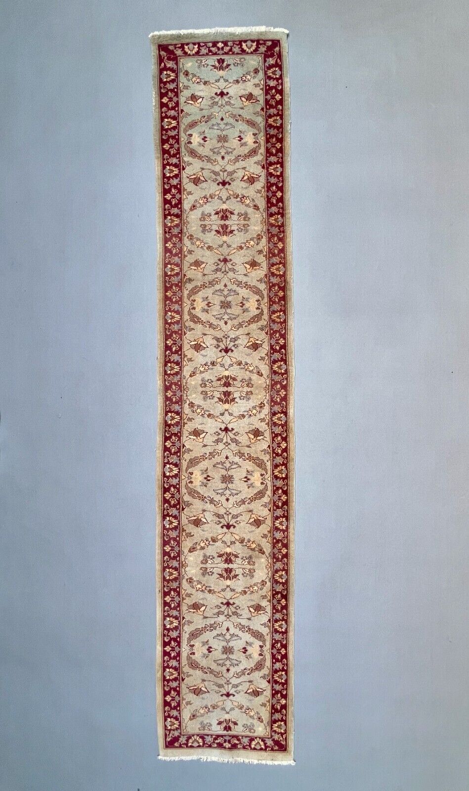 Very Long Tribal Runner 440x82 Cm Tribal Rug, Beige, Blue, Vintage