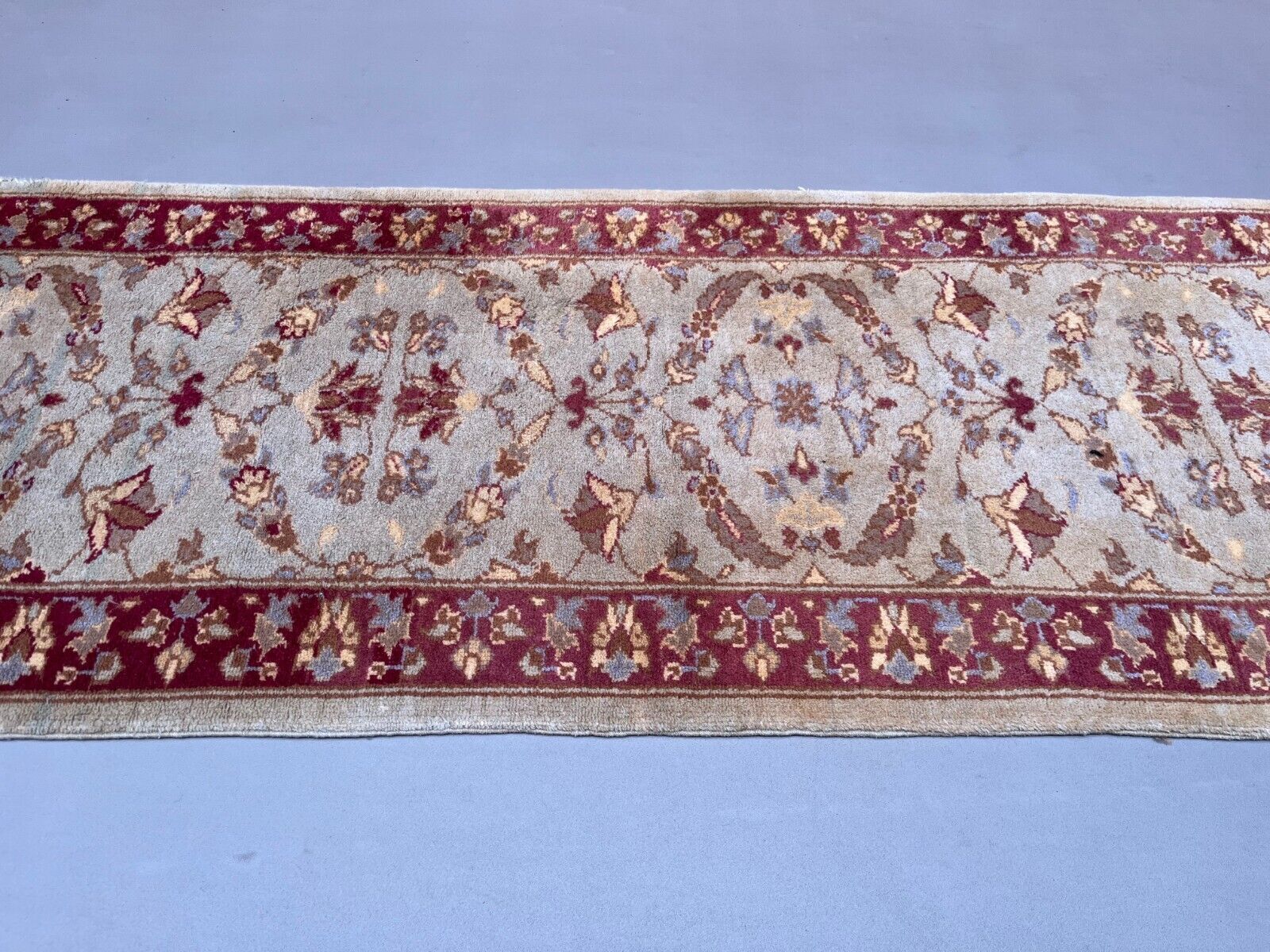 Very Long Tribal Runner 440x82 Cm Tribal Rug, Beige, Blue, Vintage photo 342.0