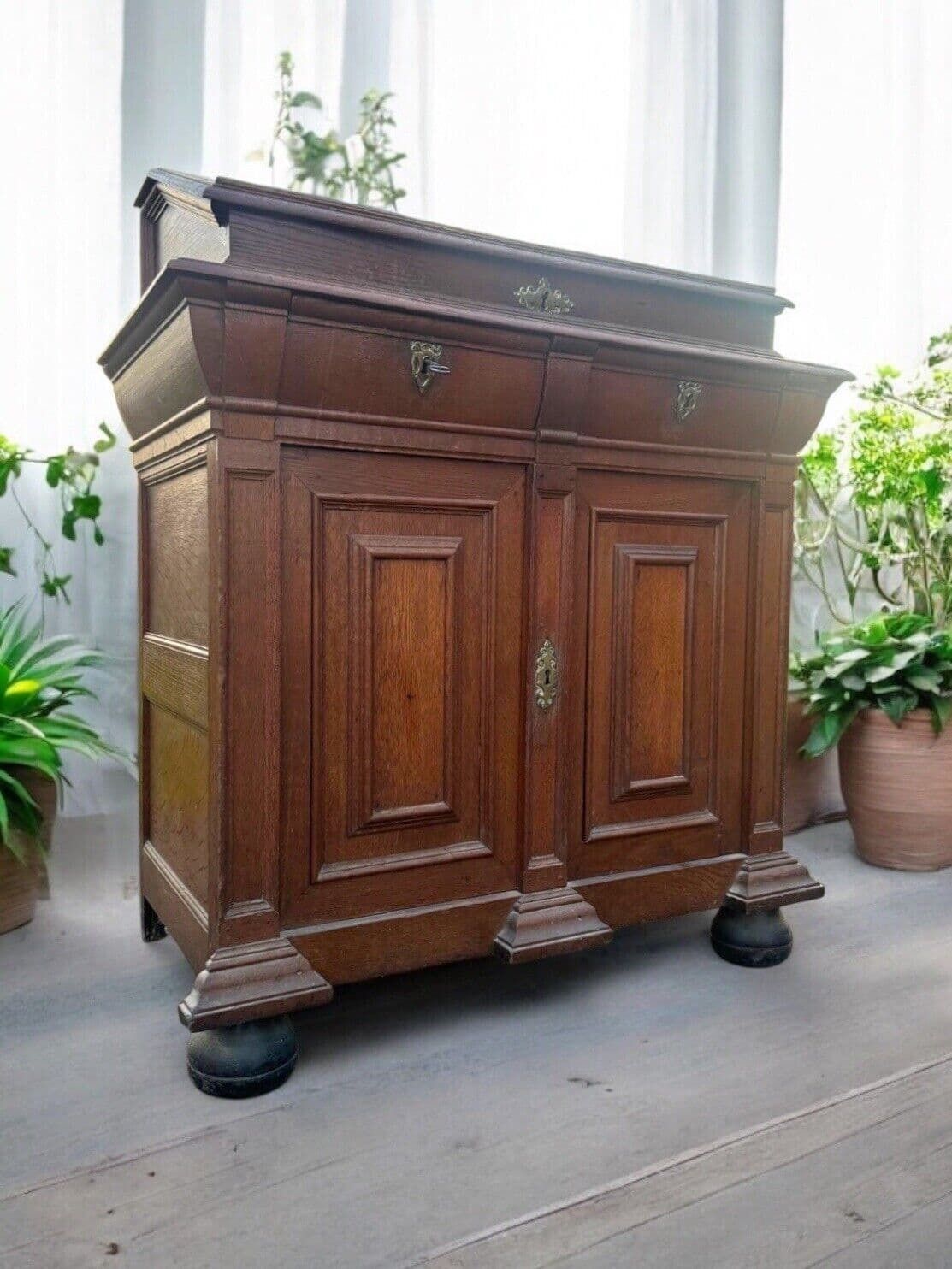 Antique Dutch Renaissance Oak Cushion Cabinet Bureau Cupboard photo furniture