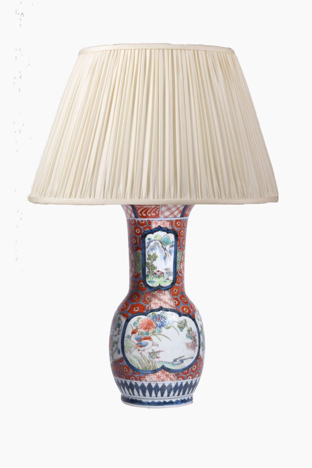 Pair Of Antique Japanese Arita Imari Porcelain Vase Lamps photo vintage