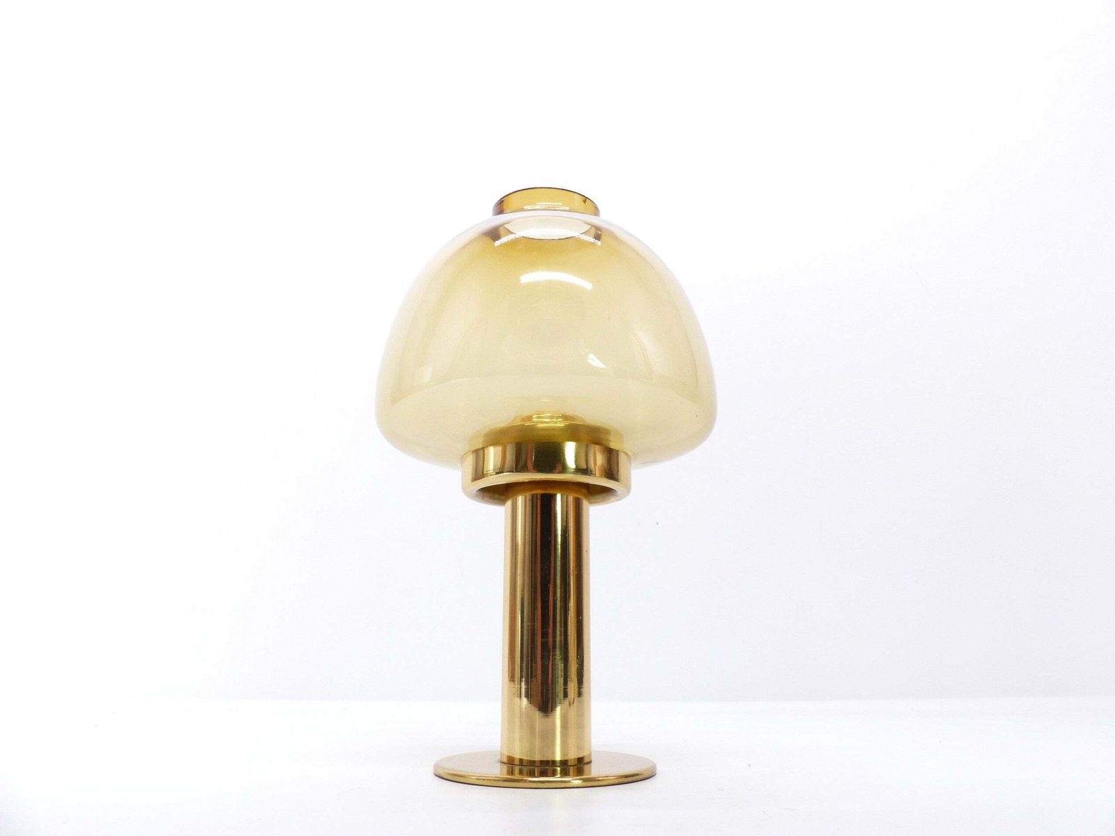 Hans Agne Jakobsson Scandinavian Candlestick Model Claudia L10227, Amber Yellow Glass, Markaryd   1960 photo for sale