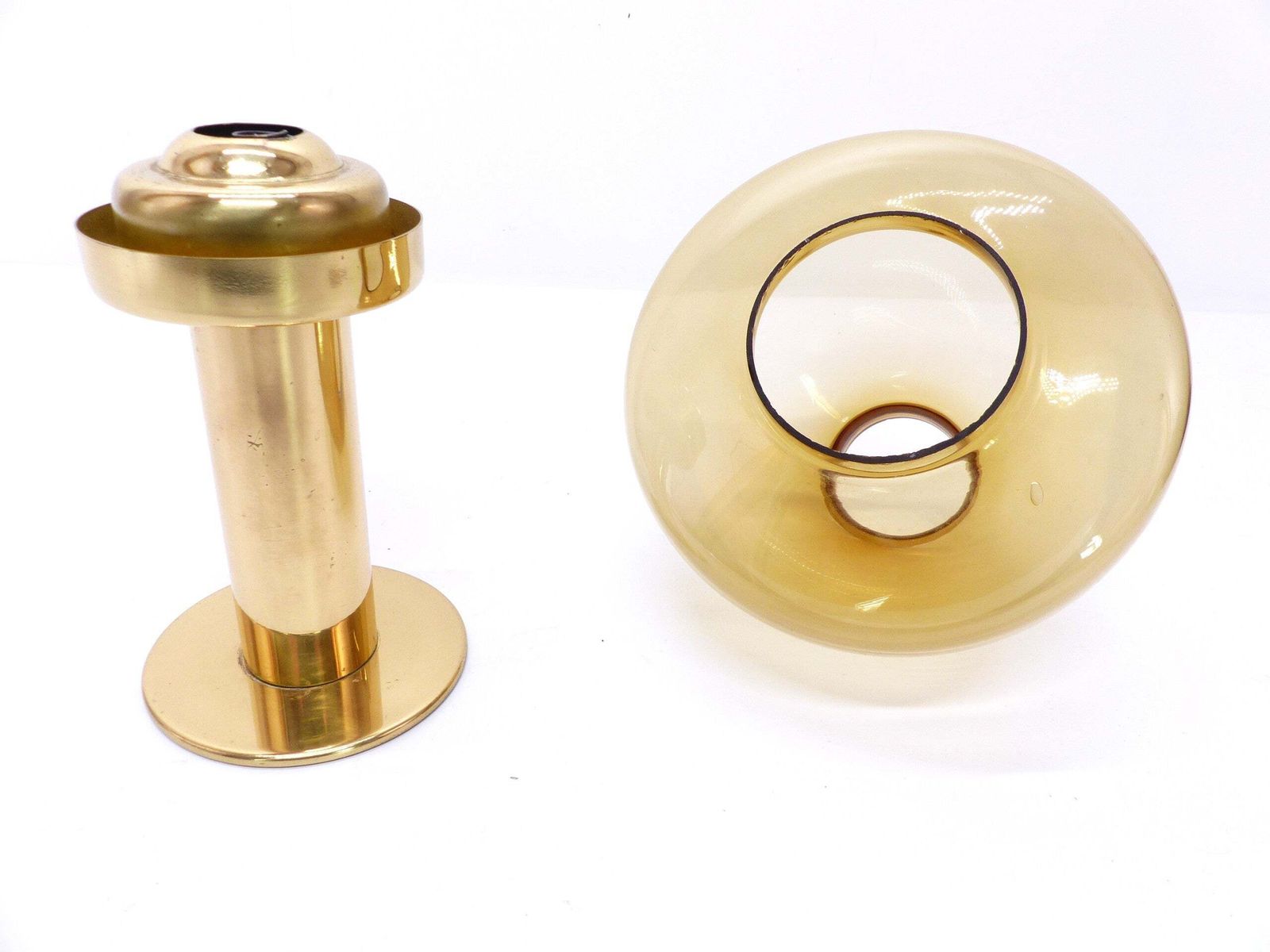 Hans Agne Jakobsson Scandinavian Candlestick Model Claudia L10227, Amber Yellow Glass, Markaryd   1960 photo vinterior