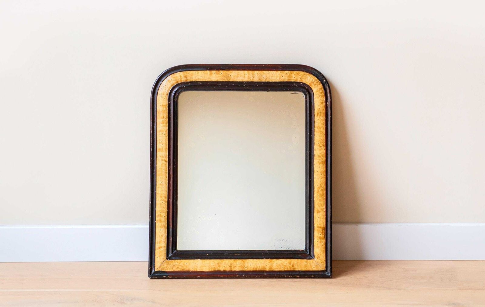Antique Louis Philippe Mirror, Rustic Half Round Wall Mirror, French Farmhouse Mirror, Decorative Plaster Arch Mirror, 19th Century