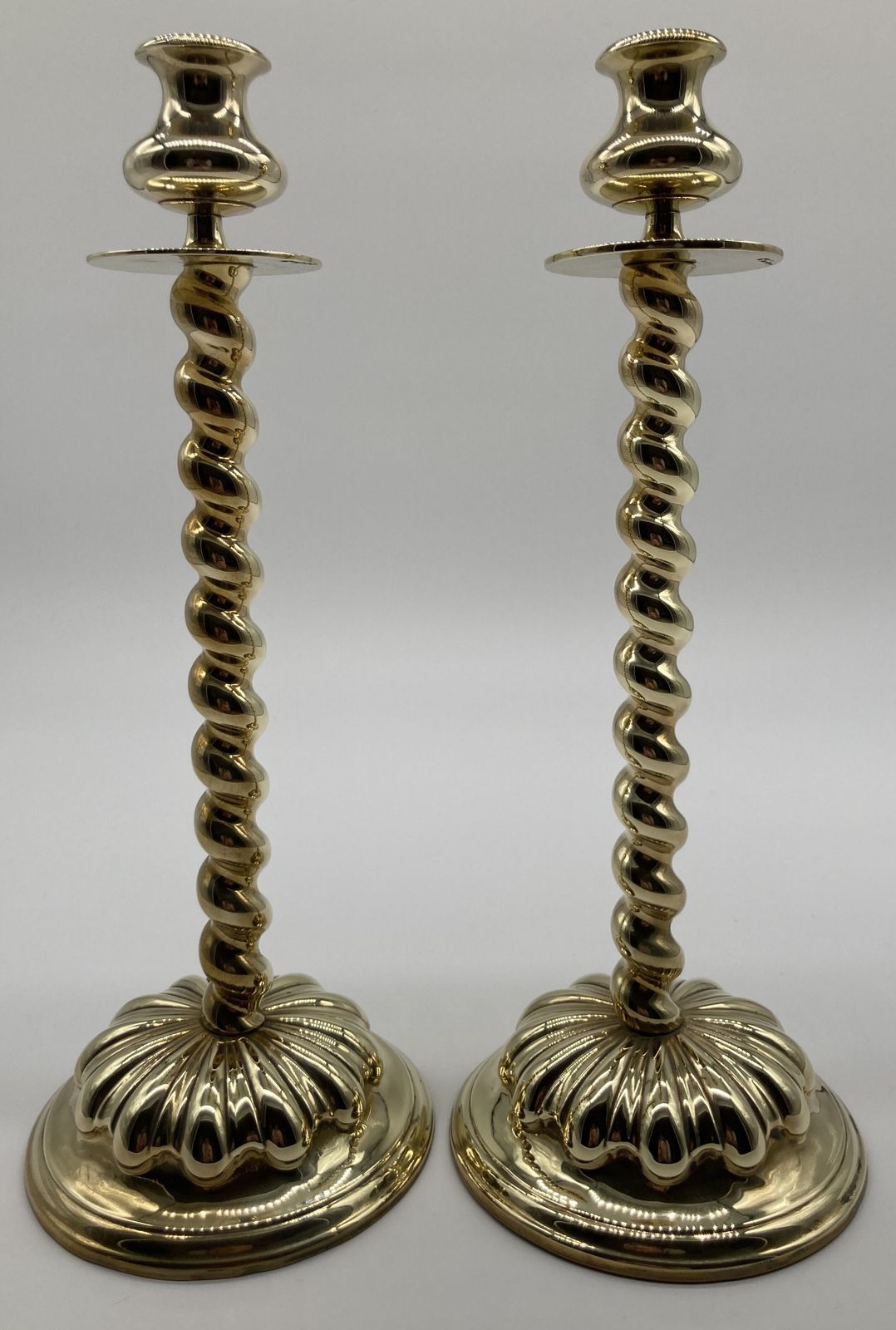 A Pair Of Late 19th Century Barley Twist Candlesticks