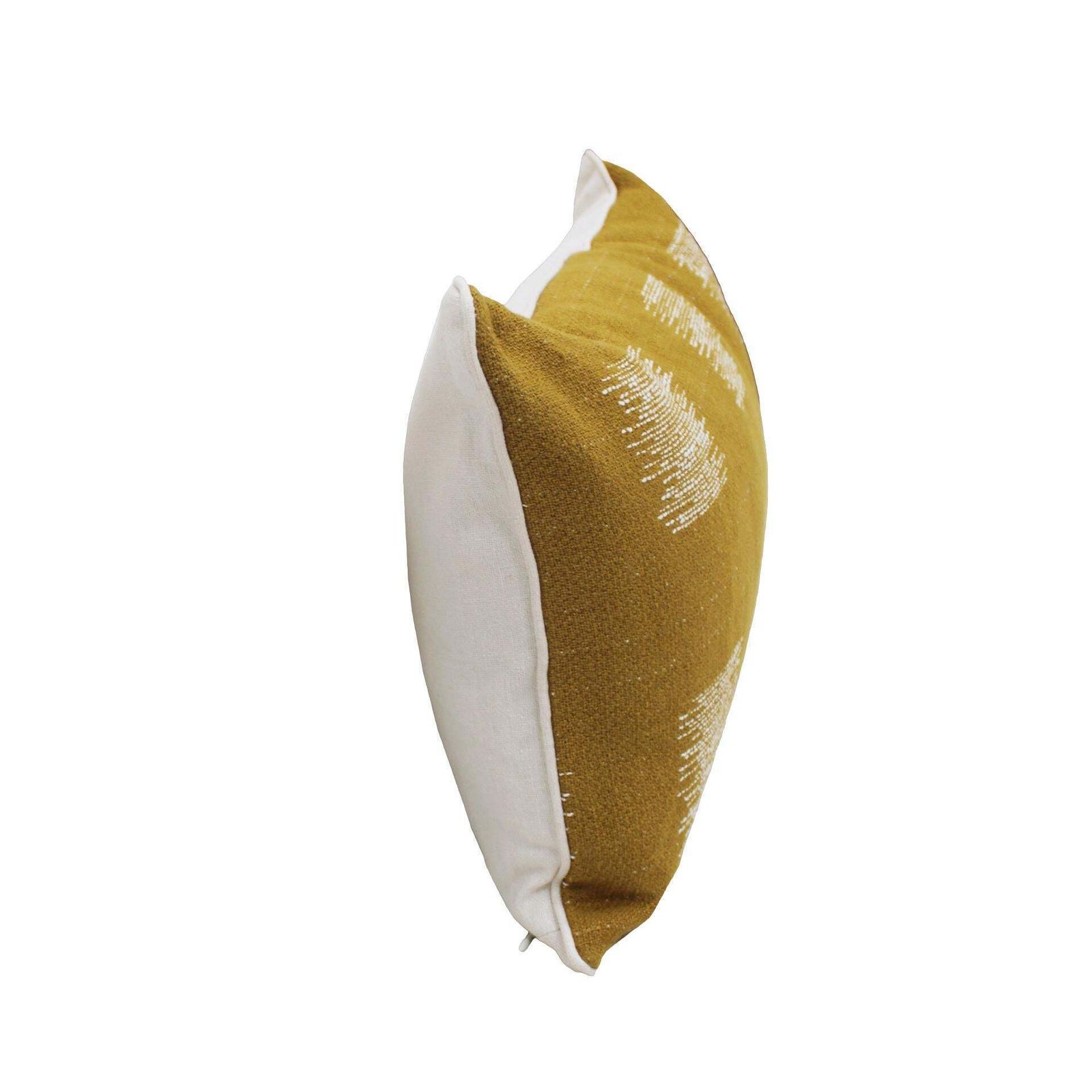 Cushion In Ochre Linen With Double Tinsel Trim And Linen White Back photo for sale