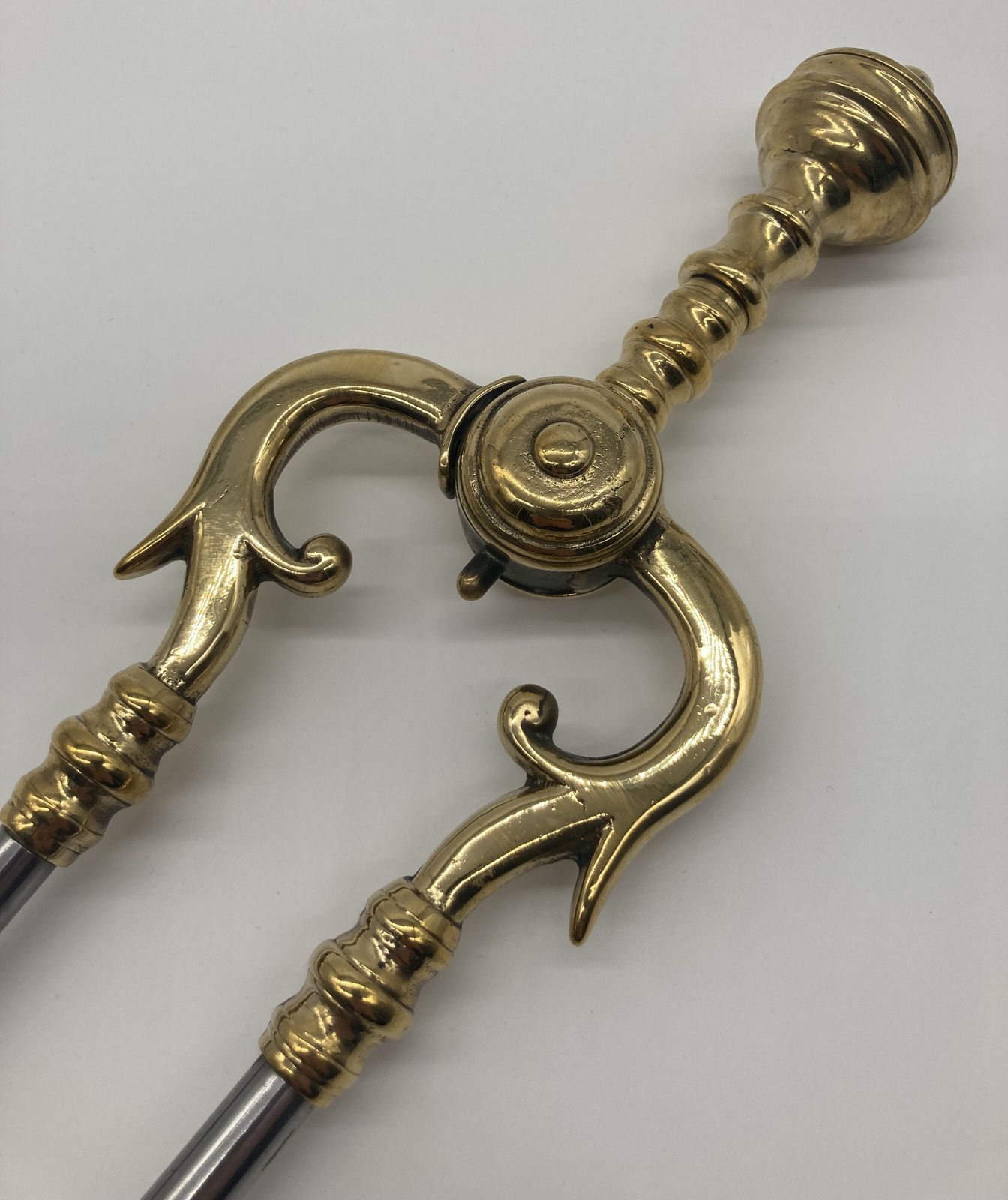 A Set Of Steel And Brass Victorian Fire Irons photo for sale