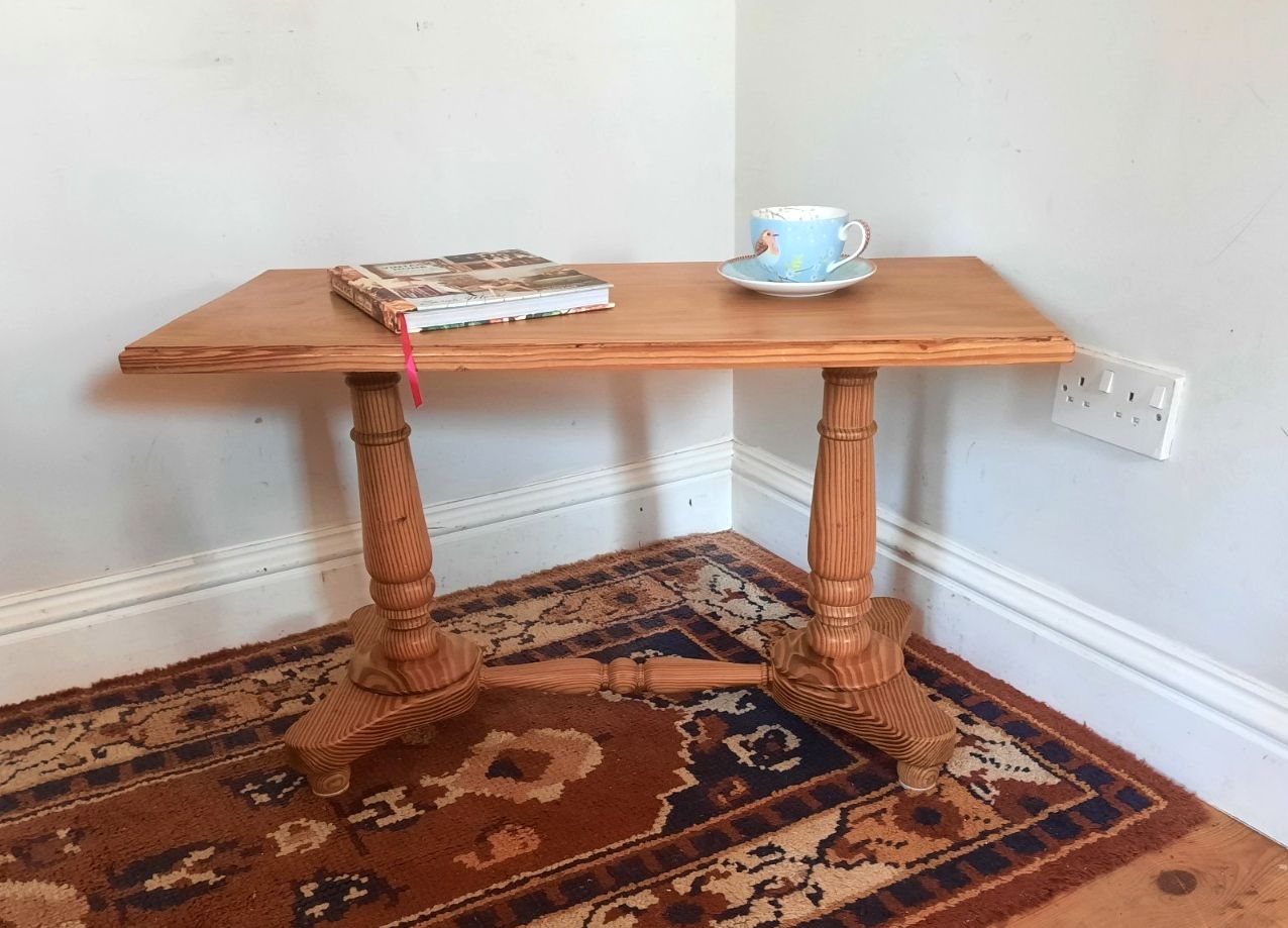 Modern Vintage Mountain Ash Twin Pedestal Coffee Table photo furniture