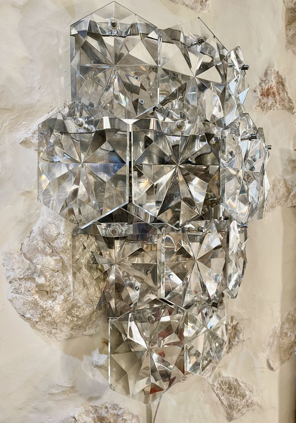 Kinkeldey Glass Wall Lighting With Chrome Structure , 1970s photo furniture