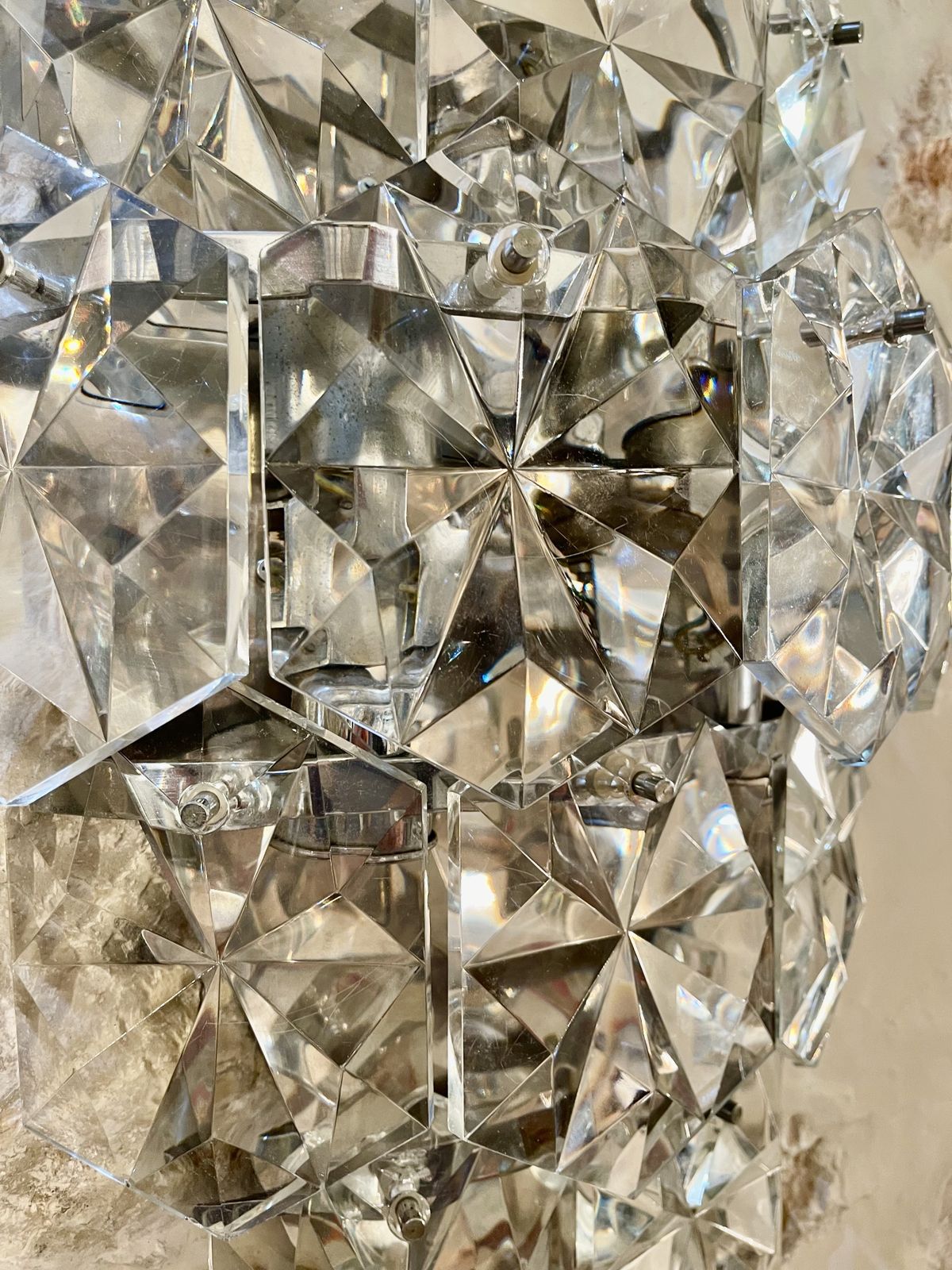 Kinkeldey Glass Wall Lighting With Chrome Structure , 1970s photo Lighting