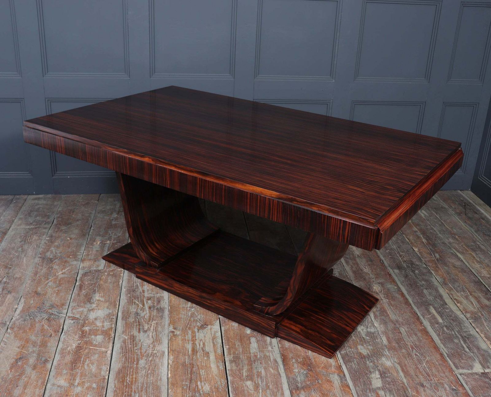 French Art Deco Dining Table In Macassar Ebony photo vintage