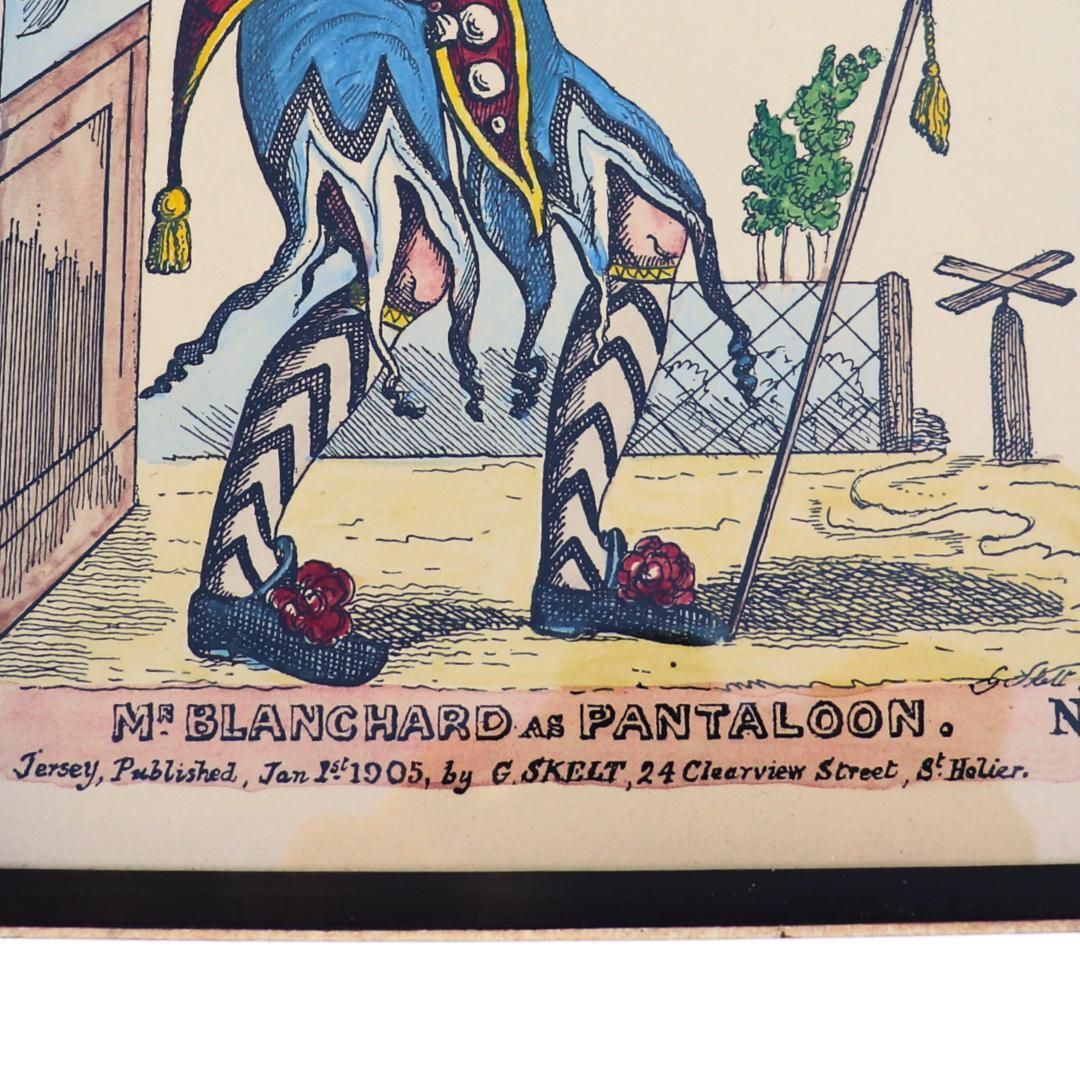 Antique Framed Hand Coloured Engraving Of Mr Blanchard As Pantaloon By G Skelt N 10 Commedia Del'arte Theatrical Wall Decor 1905 Drawn, Published 1950 photo Art