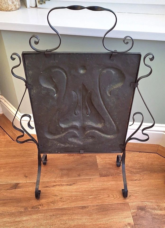 Arts & Crafts Aesthetic Movement Copper & Wrought Iron Fire Guard Screen photo Home Decor