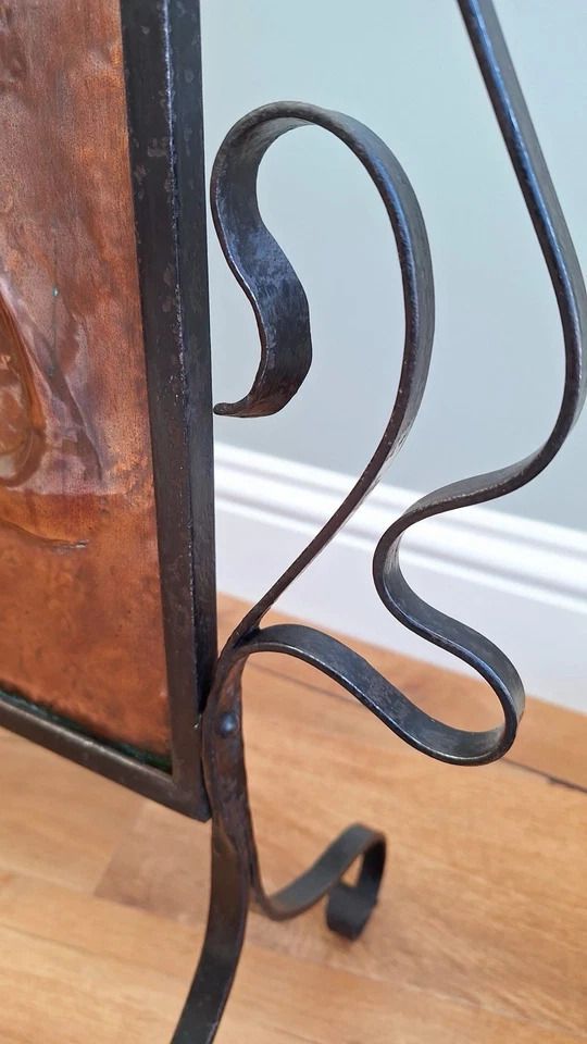 Arts & Crafts Aesthetic Movement Copper & Wrought Iron Fire Guard Screen photo 495.0