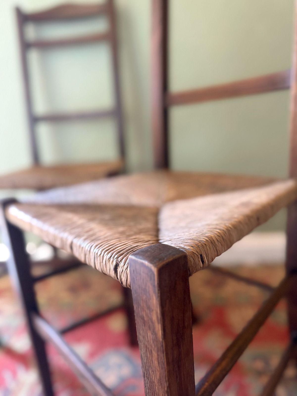 Pair Of Antique French Oak And Rush Occasional Chairs C1890 photo 290.0