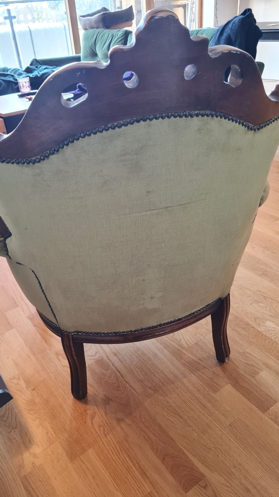 Green Velvet Armchair, Mid 20th Century photo furniture