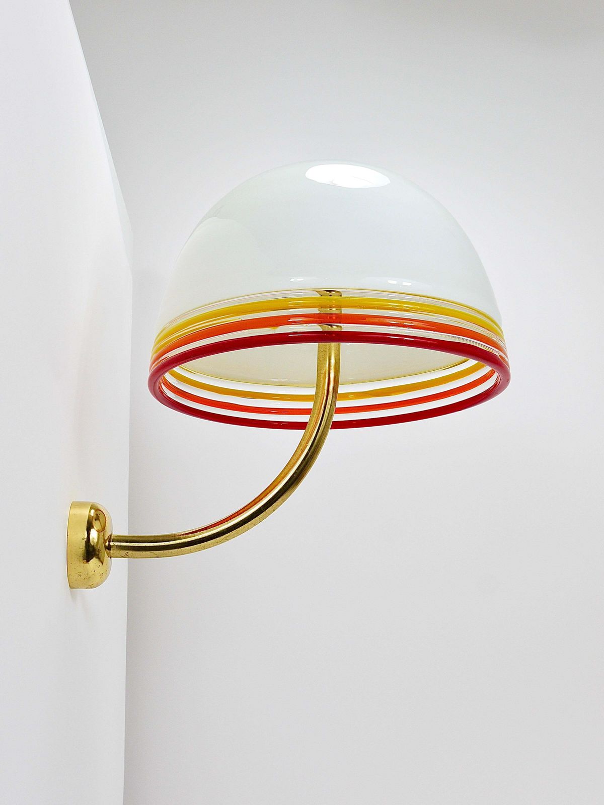 Roberto Pamio Febo Wall Lamps Sconces, Brass, Murano Glass, Leucos, Italy, 1970s photo Lighting
