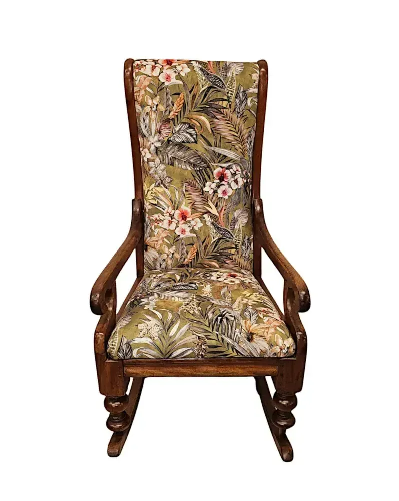 A Fabulous 19th Century Newly Upholstered Rocking Chair photo for sale