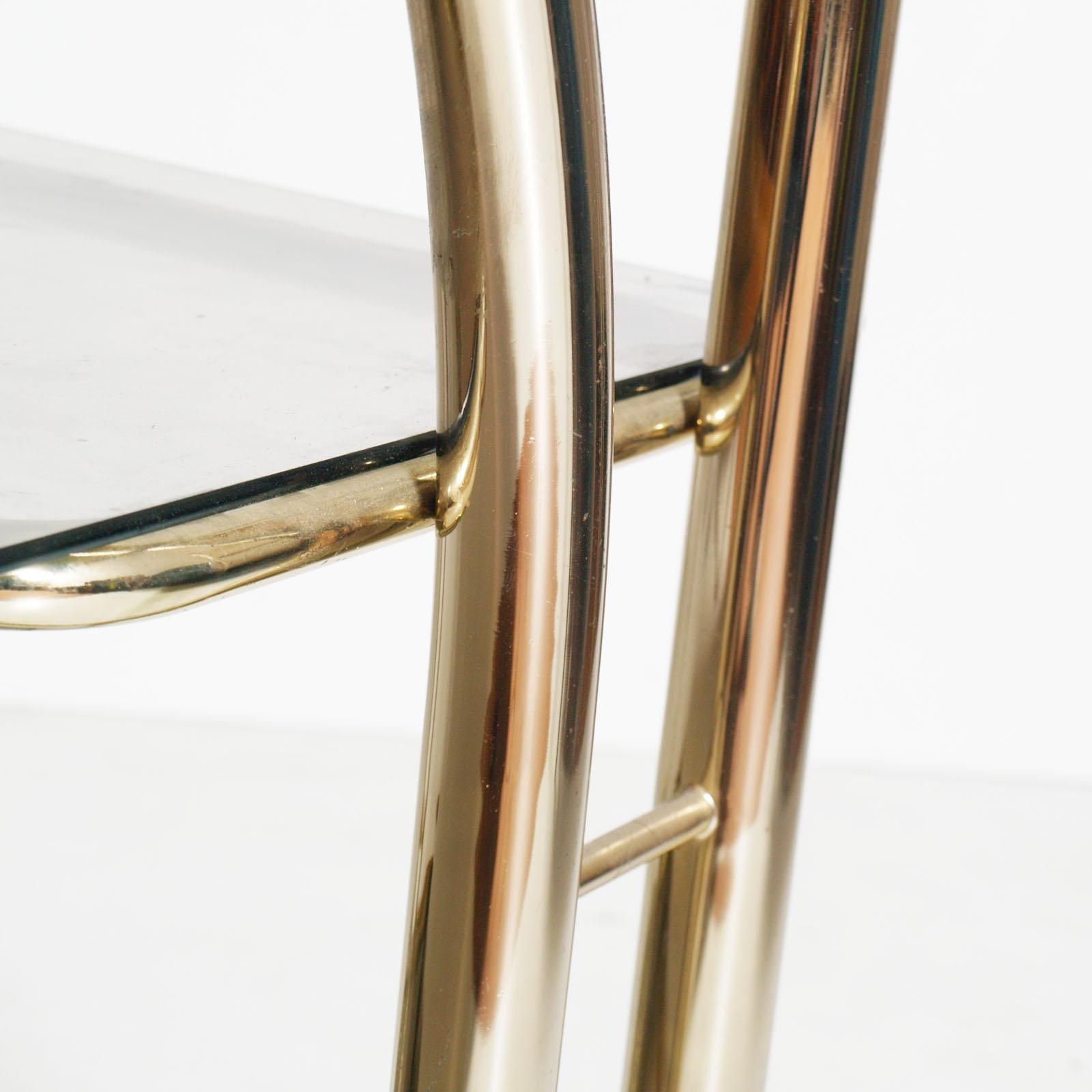 1970s Bar Cart, Occasional Table, Console, In Gilt Brass With 3 Cristal Shelves photo 3472.0