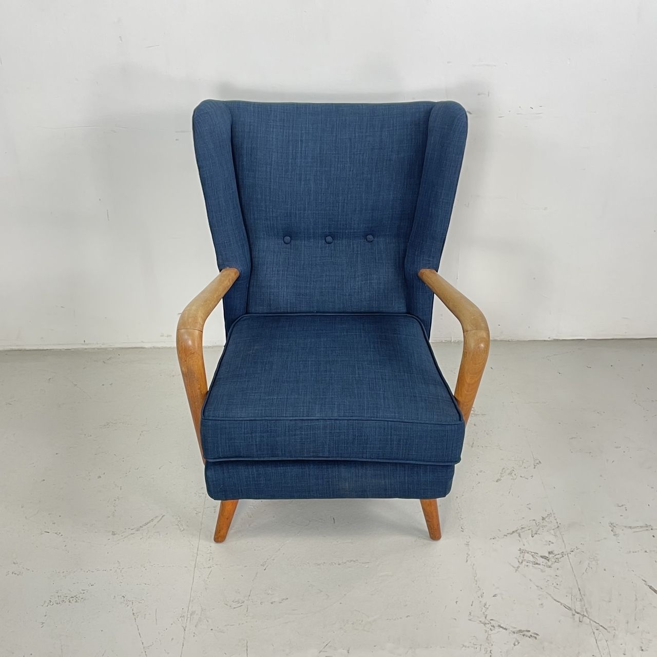 1950s Bambino Armchair By Howard Keith For Hk Furniture In Navy Blue photo for sale
