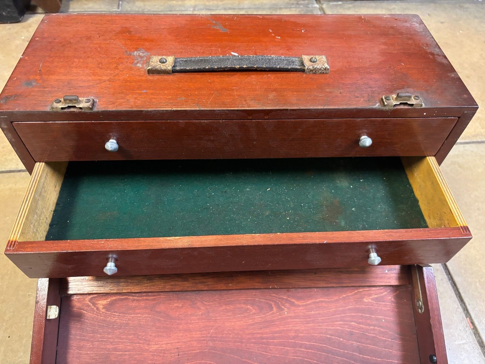 photo for sale Vintage Hand Made Wooden Engineers Tool Box/ Cabinet With Drawers