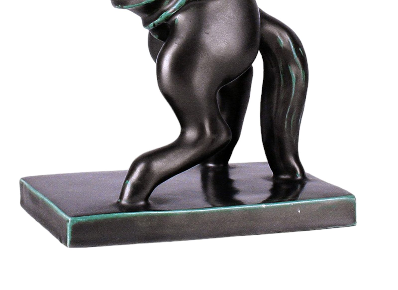 photo furniture Mid 20th Century Modern Italian Glazed Black Ceramic Rearing Horse Sculpture By Ugo Zaccagnini & Figli