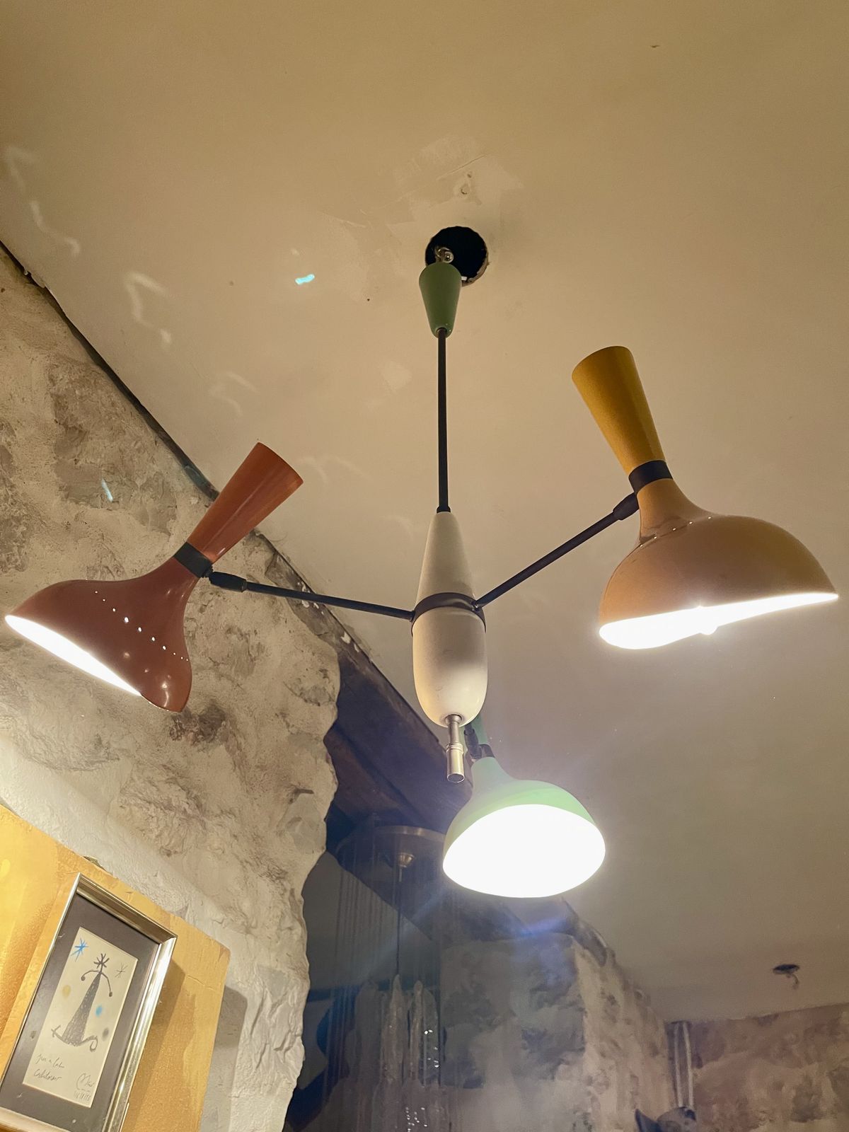 Stilnovo Chandelier Métal Color Multi Directionnel, Italy 1950s photo vinterior