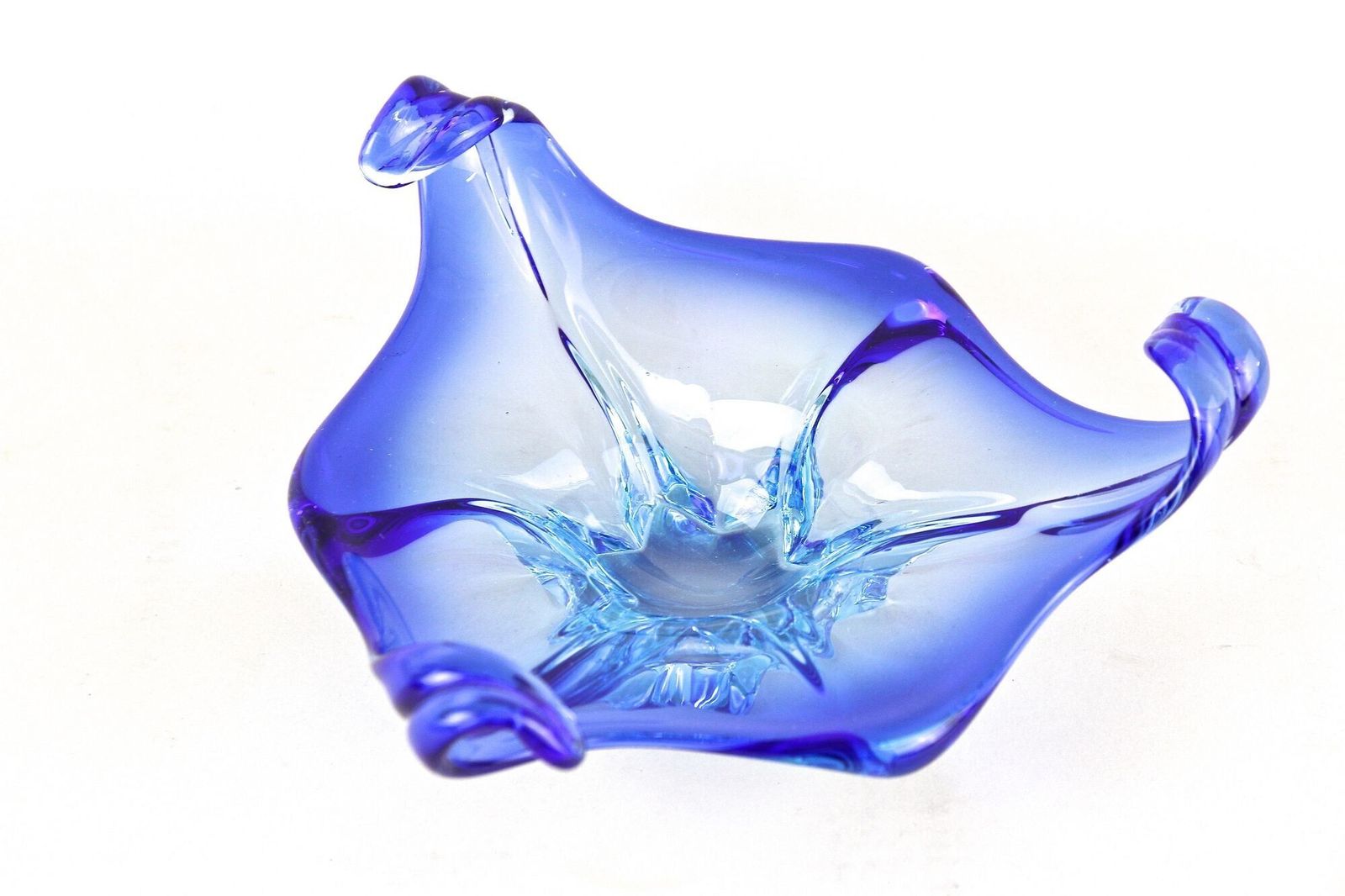 Mid Century Murano Sommerso Blue Glass Bowl, Italy Circa 1960 photo furniture