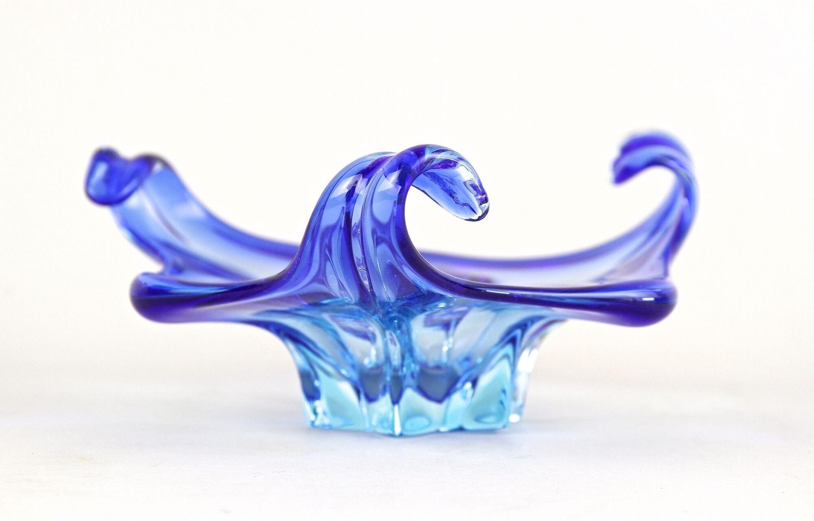 470.0 Mid Century Murano Sommerso Blue Glass Bowl, Italy Circa 1960 photo