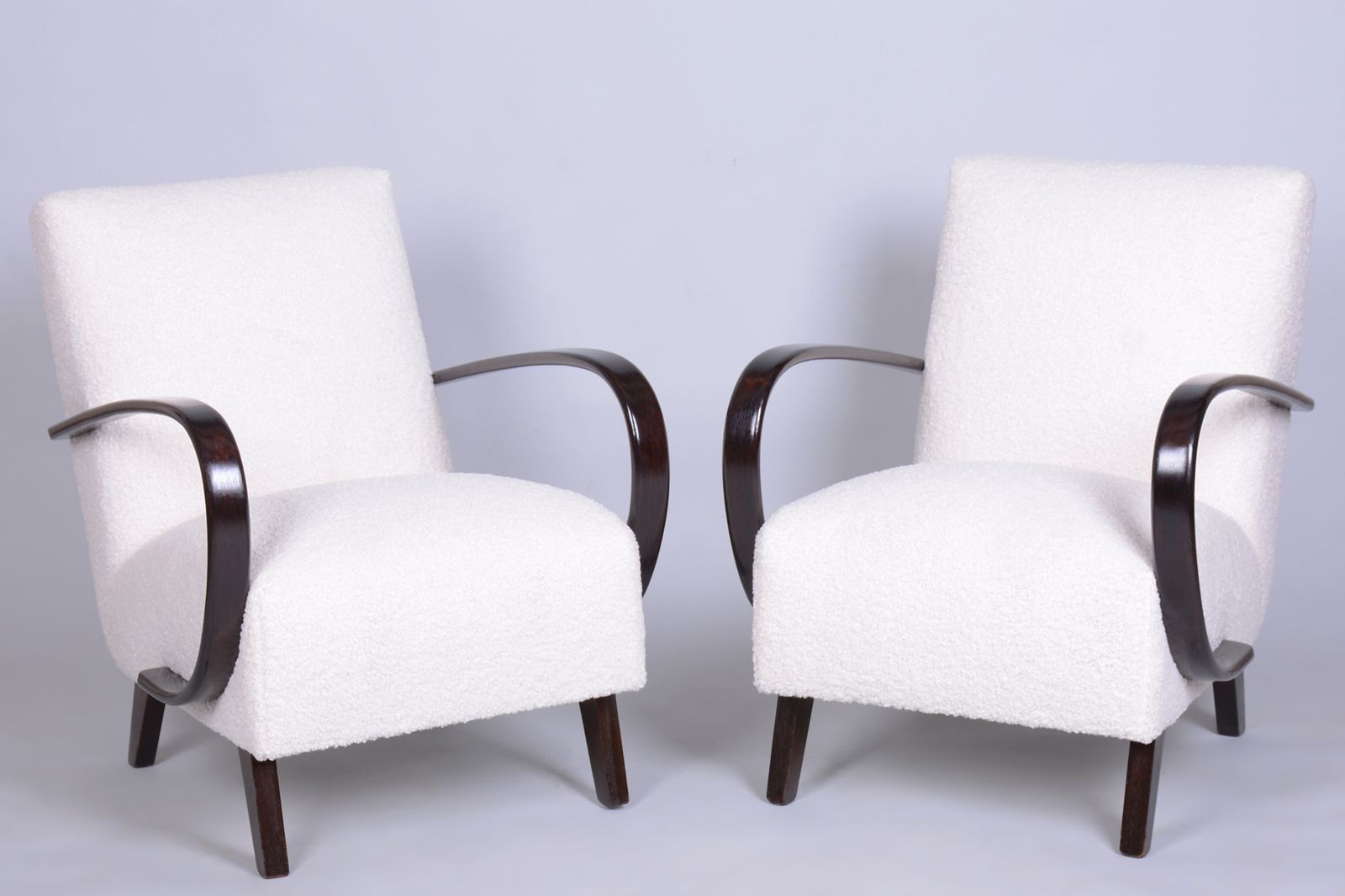 Pair Of Restored Art Deco Armchairs, By J. Halabala, Up Závody, Czech, 1940s